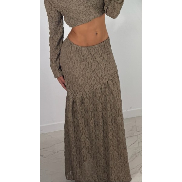 FALDA MAX ENCAJE BEIGE