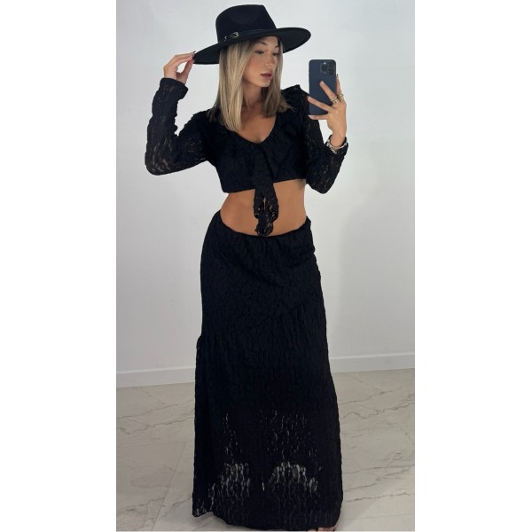 FALDA MAX ENCAJE NEGRA