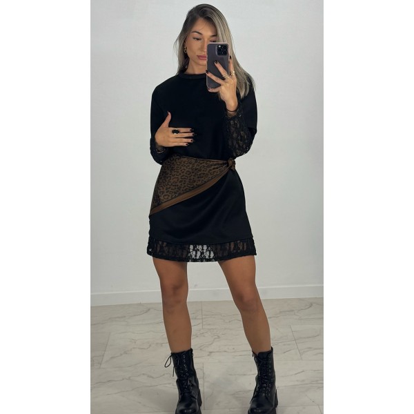 VESTIDO OVER ENCAJE NEGRO