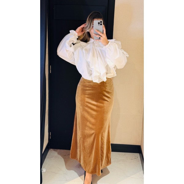 FALDA TERCIOPELO CAMEL