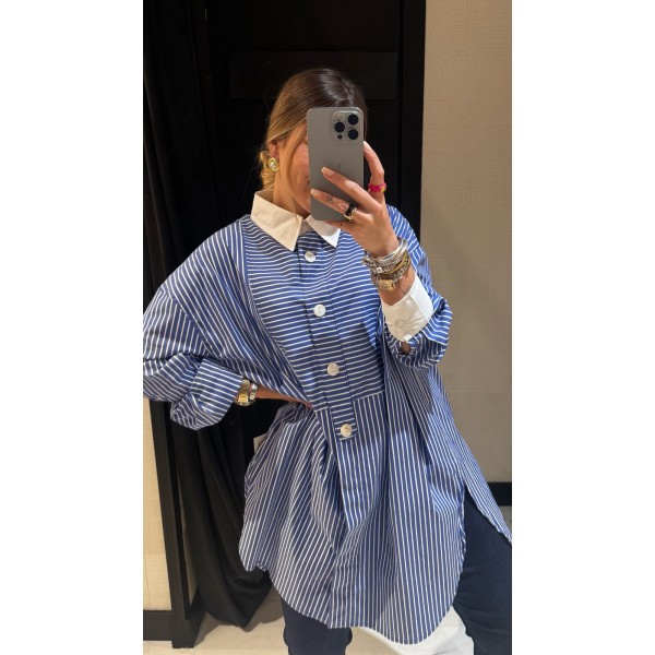 Camisa Marina blanca y azul