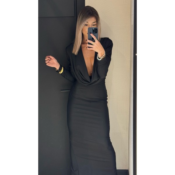 VESTIDO CASCADA NEGRO