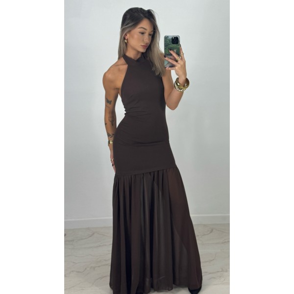 VESTIDO HALTER CHOCOLATE