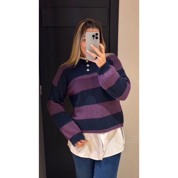 JERSEY POLO MORADO Y AZUL