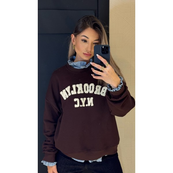 SUDADERA BROOKLIN MARRON