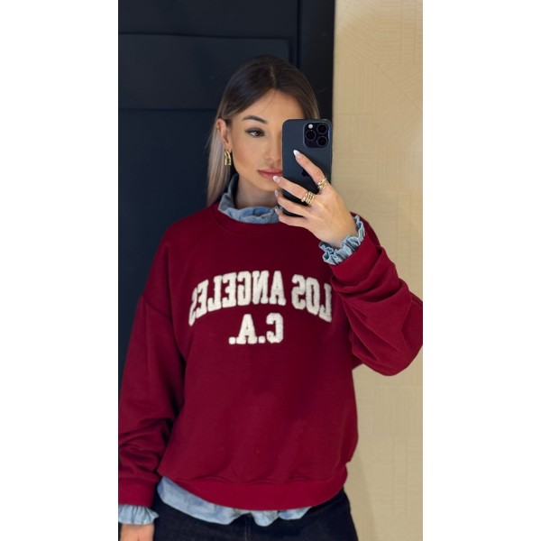 SUDADERA LOS ANGELES BURDEOS