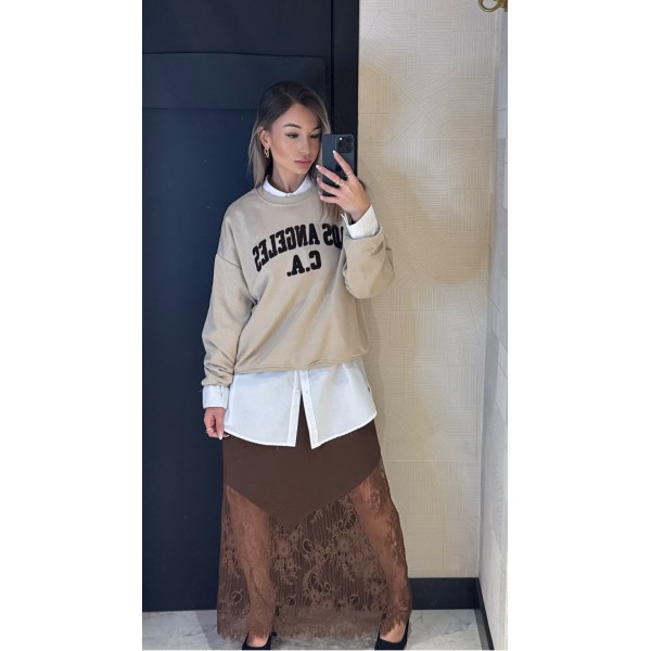 SUDADERA LOS ANGELES BEIGE