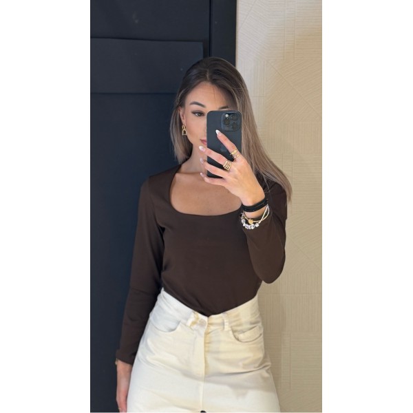 CAMISETA LICRA MARRON