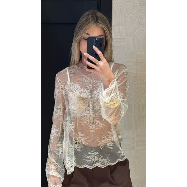 CAMISETA BASIC ENCAJE BEIGE