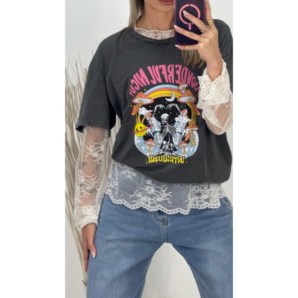 CAMISETA BASIC ENCAJE BLANCA