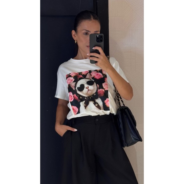 CAMISETA CAT ROSE