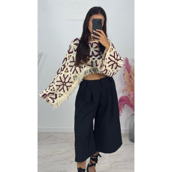 PONCHO CROCHET VINO