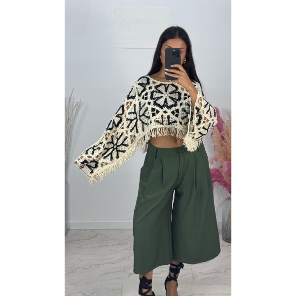 PONCHO CROCHET NEGRO
