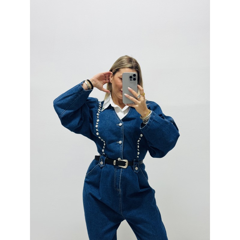 Mono denim pedreria