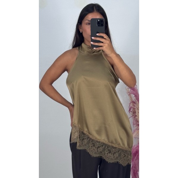 TOP ASIMETRICO ENCAJE CHAMPAN