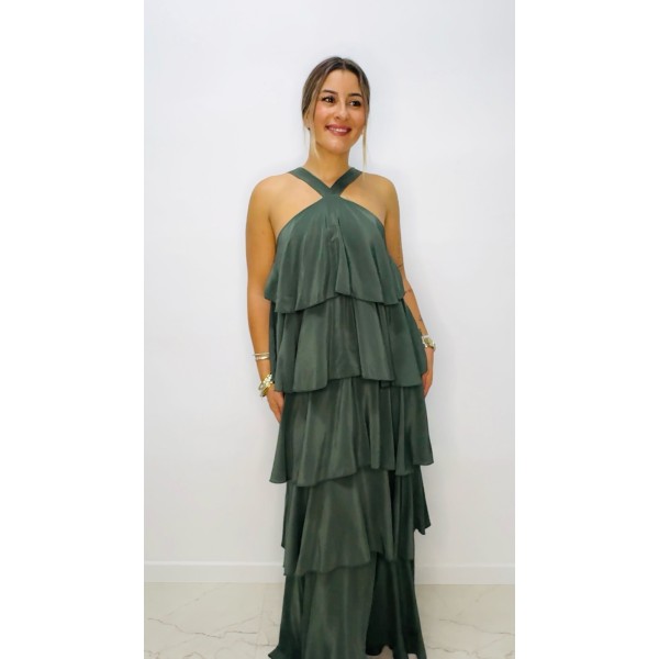 Vestido Dalas cascada Verde