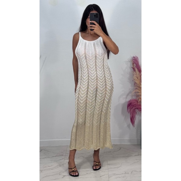 VESTIDO DORADO BLANCO