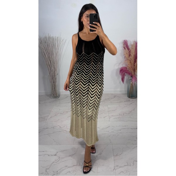 VESTIDO DORADO NEGRO