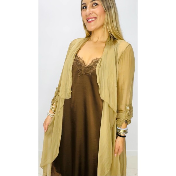 Sobre Camisa Seda Camel