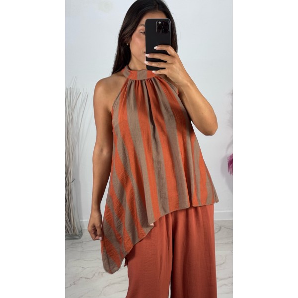 TOP HALTER RAYAS CAMELYNA