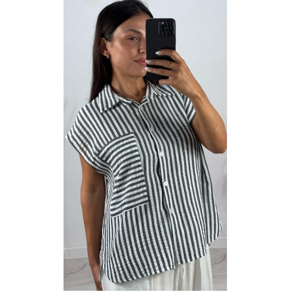 CAMISA RAYAS MARINERA NEGRA