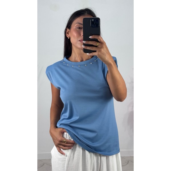 CAMISETA SAONA TACHAS AZUL