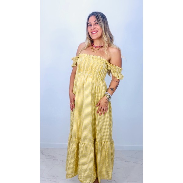 Vestido vichy Mostaza