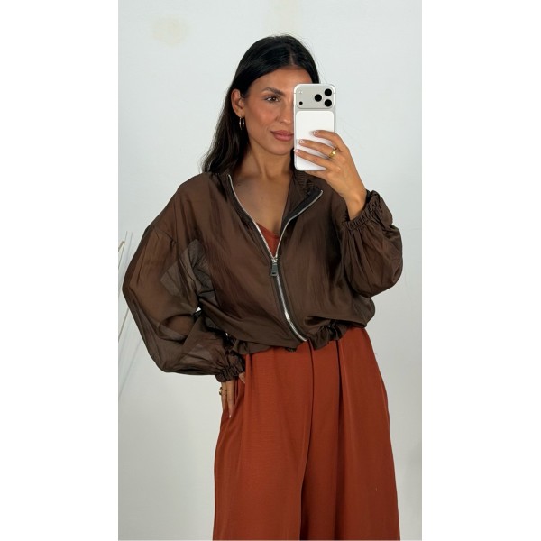 BOMBER GASA MARRON