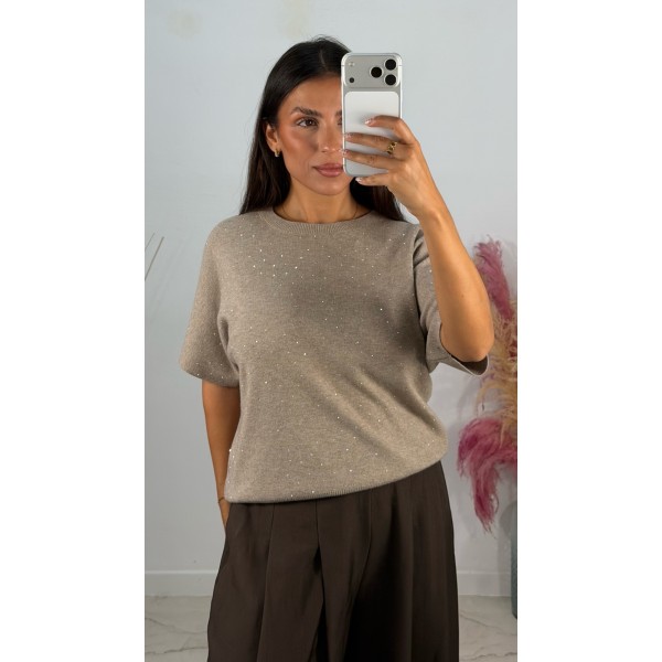 JERSEY MANGA CORTA STRASS TOPO