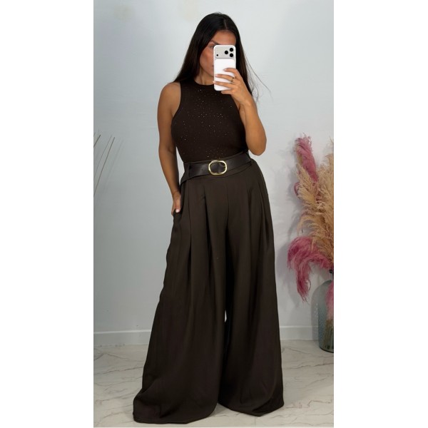 PANTALON PALAZZO MAXI MARRON