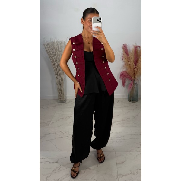 PANTALON BOMBACHO SATINADO NEGRO
