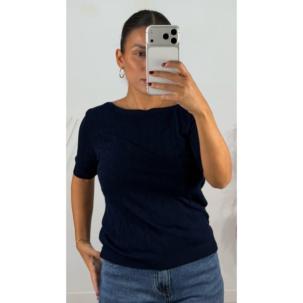CAMISETA PUNTO TRENZADO AZUL MARINA