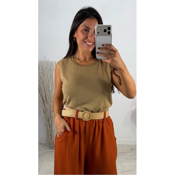 CAMISETA SISA BRILLO DORADA