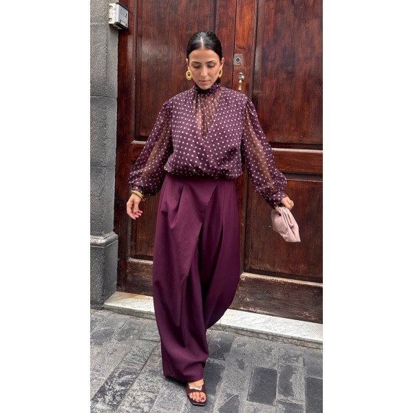 PANTALON CRUCE BERENJENA