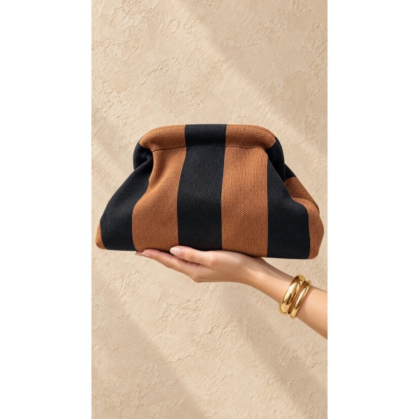 BOLSO CLUTCH RAYAS NEGRO Y MARRON