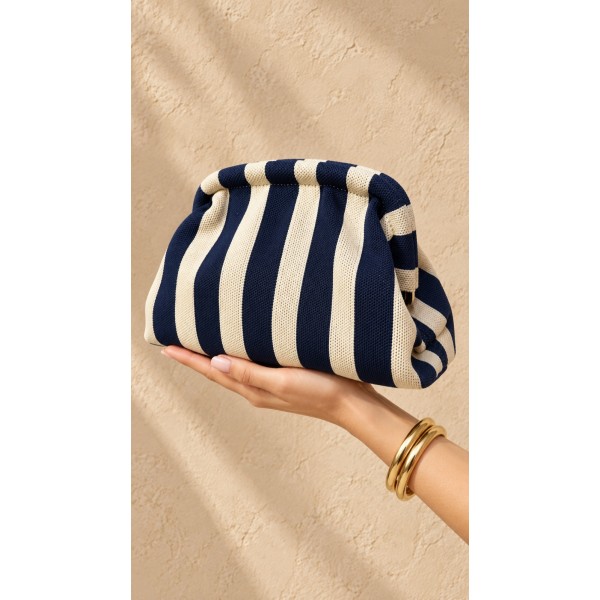BOLSO CLUTCH RAYAS AZUL MARINO Y BLANCO ROTO