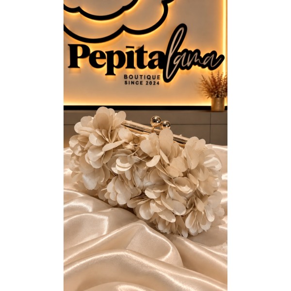 BOLSO PETALOS FLOR BEIGE
