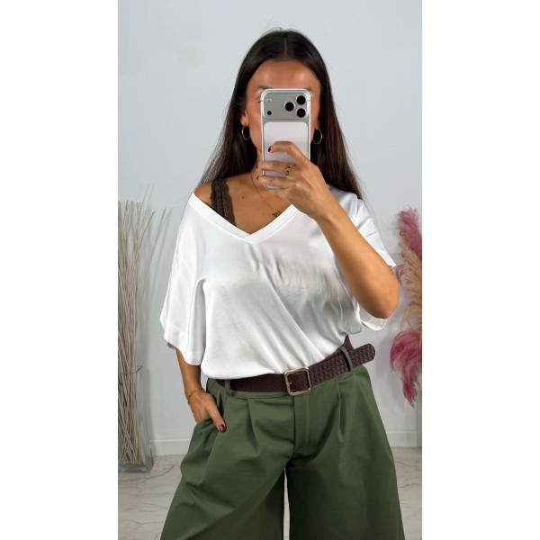 CAMISETA BLANCA SATIN PICO