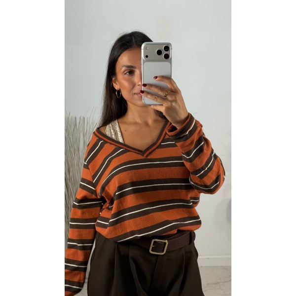 JERSEY RAYAS TEJA Y MARRON