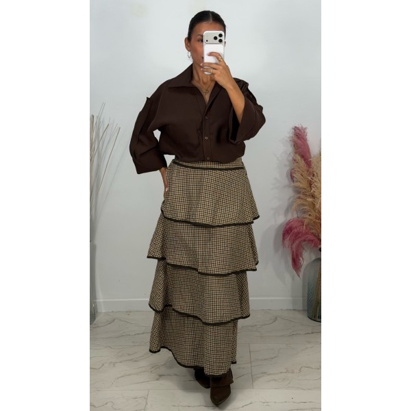 FALDA VOLANTES NEGRA Y MARRON