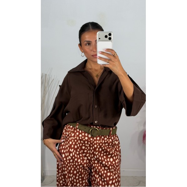 CAMISA SOBRECAMISA SAHARIANA MARRON