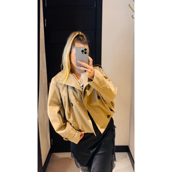 GABARDINA GLOBO BEIGE