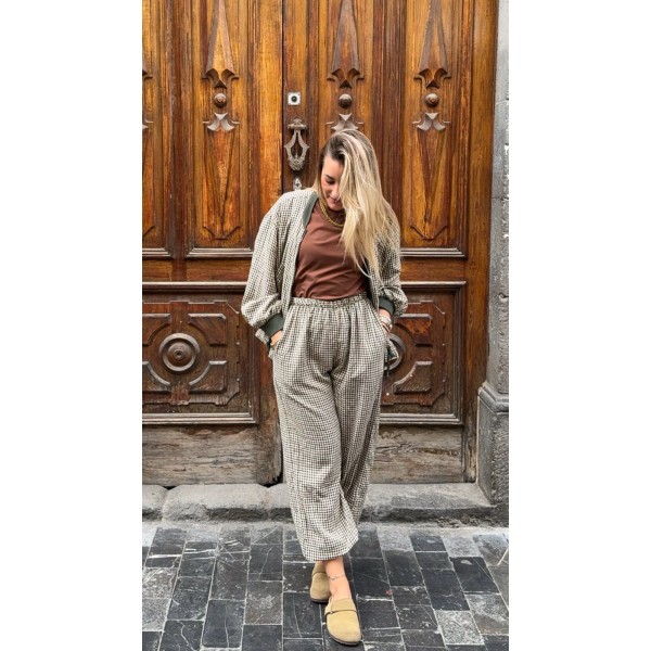 PANTALON BOMBACHO VICHY VERDE